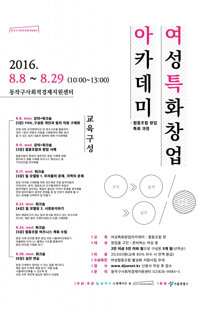 동작구_여성특화창업아카데미_협동조합 창업 특화 과정
